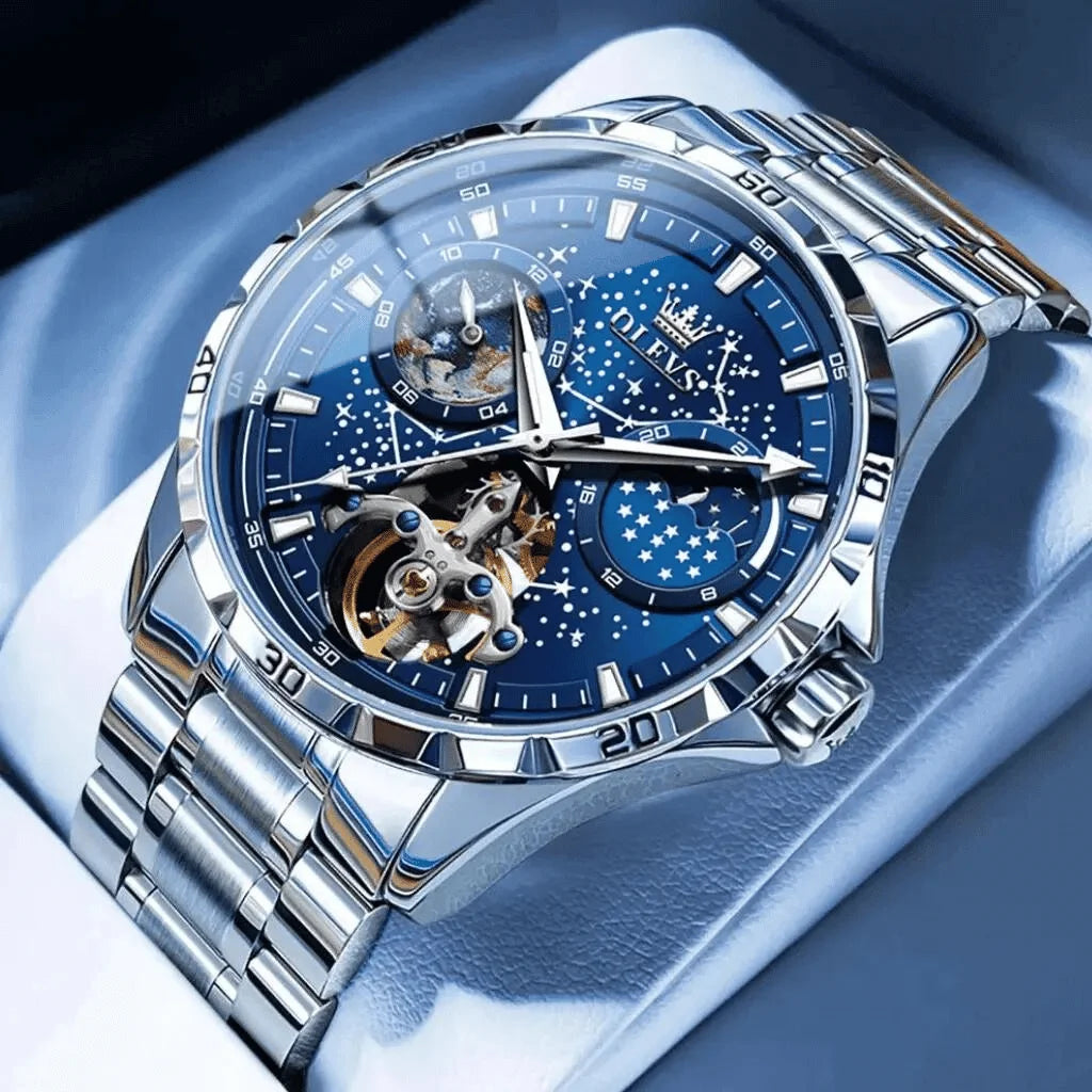 Montre-Homme-Automatique-Bleue