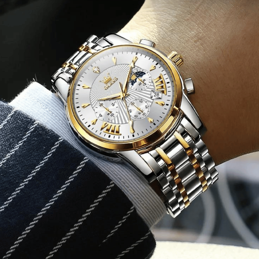 Montre-Homme-Chronographe-Argent