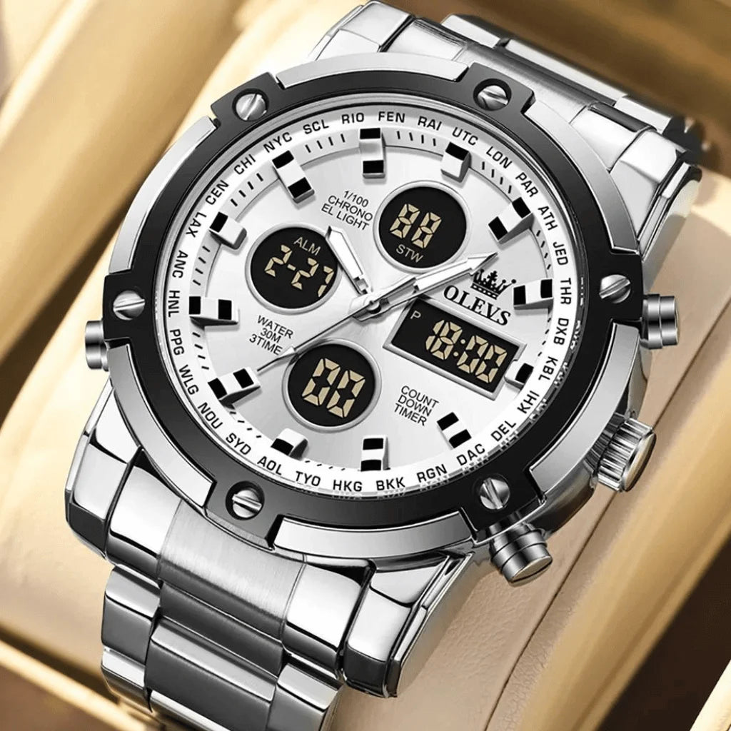 Montre-Homme-Chronographe-Argent