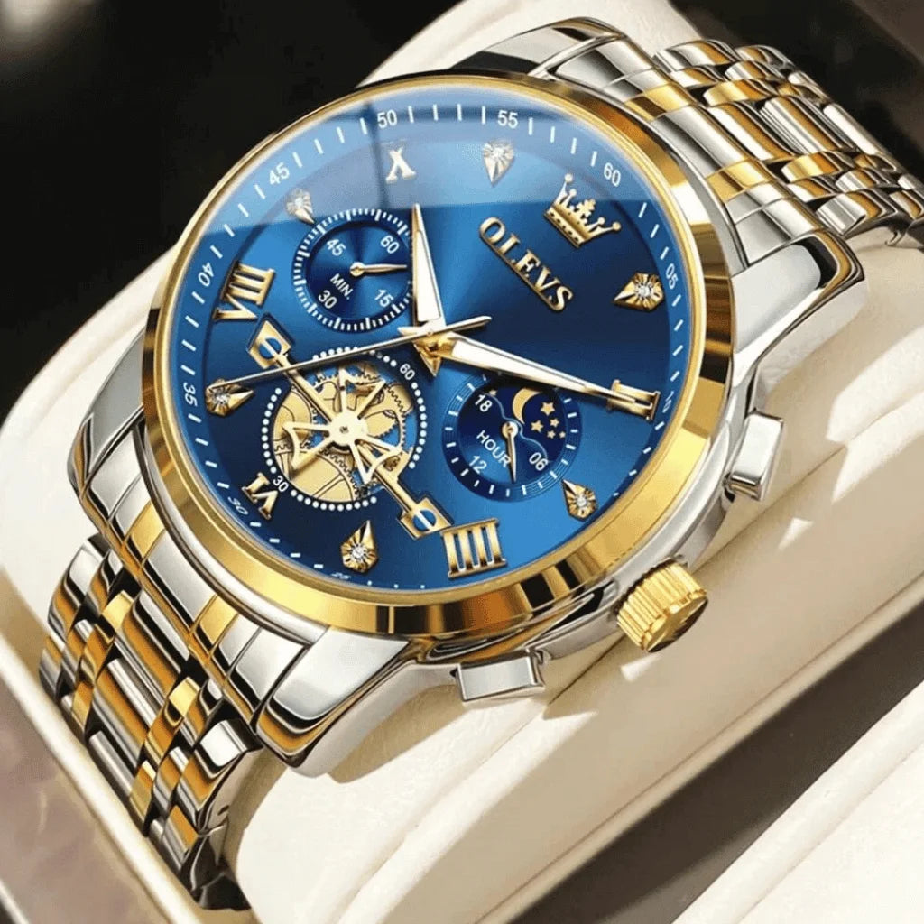 Montre-Homme-Chronographe-Bleue